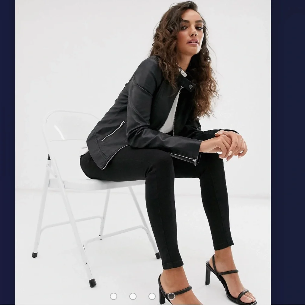 Vila Faux Leather Collarless Jacket - Picture 4 of 10